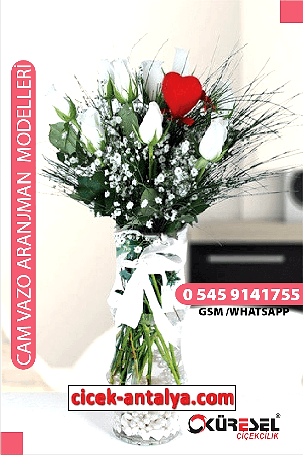 11 GÜL ÜRÜN KODU CV15 Cam Vazolu Çiçek Aranjman