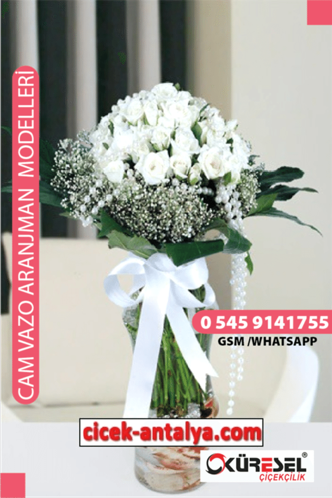 30 KIRMIZI GÜL ÜRÜN KODU CV26 Cam Vazolu Çiçek Aranjman