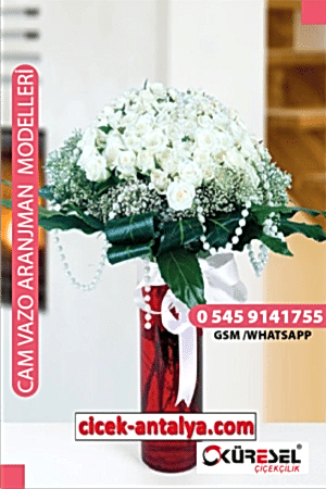 80 BEYAZ GÜL ÜRÜN KODU CV24 Cam Vazolu Çiçek Aranjman