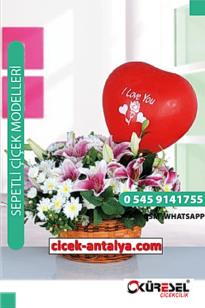 BALON TATLI AŞKIM PEMBE LİLYUM VE KIR ÇİÇEKLERİ ÜRÜN KODU SPA23 Çiçek Sepet Aranjman